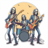 Skeleton Rock Band � Funny Halloween Shirt シール (正面)