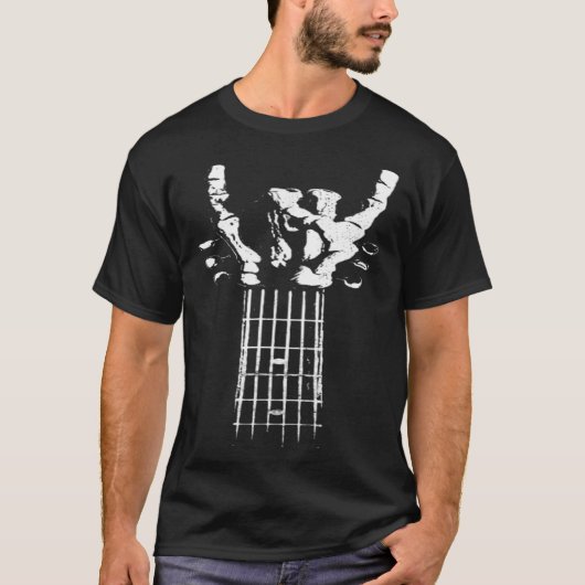 Skeleton rock hand as guitar tシャツ (正面)