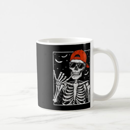 Skeleton Rock Hand Halloween Costume Cool Rock Mus コーヒーマグカップ (右)