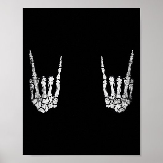Skeleton Rock Hand Lazy Halloween Costume Cool Bon ポスター (正面)