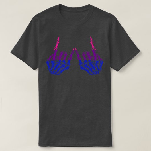 Skeleton Rock Hand LGBTQ Cool Biseual Pride Tシャツ (デザイン正面)