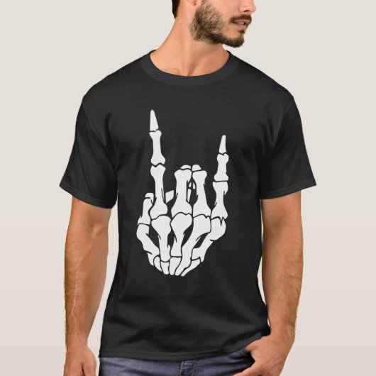 Skeleton Rock Hand Sign Guitar Pick Guitarists Gui Tシャツ (正面)