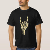 ​Skeleton Rock On Hand Sign Graphic T-Shirt - Goth Tシャツ (正面)