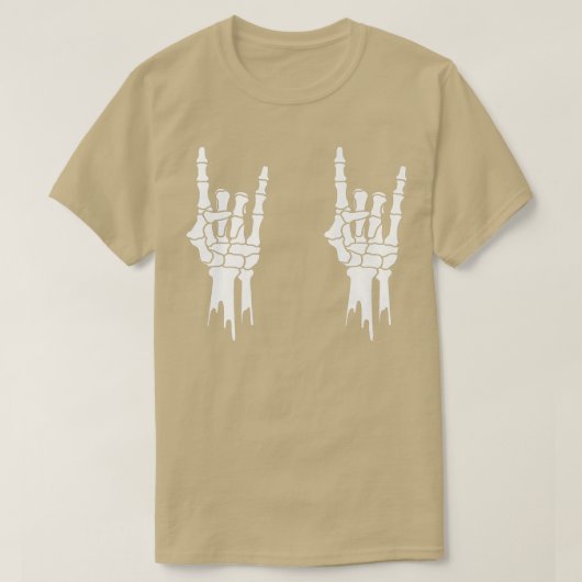 Skeleton, Rock On Hands, Halloween, Men Women Kids Tシャツ (デザイン正面)