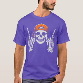 Skeleton Rocker Cool Cap Skater Halloween Costume  Tシャツ