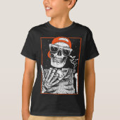Skeleton Rocker Hand Halloween Costume Cool Music  Tシャツ (正面)