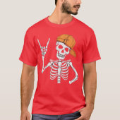 Skeleton Rocker Women Men Boys Punk Rocker Long Sl Tシャツ (正面)
