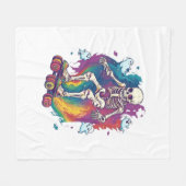 Skeleton Roller Skater フリースブランケット (正面(横))