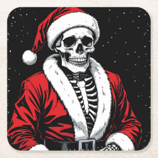 Skeleton Santa スクエアペーパーコースター