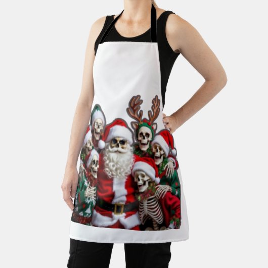 Skeleton Santa Christmas Group Photo – Festive 3D  エプロン (インサイチュ)