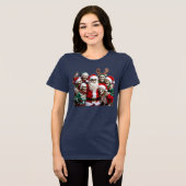 Skeleton Santa Christmas Group Photo – Festive 3D  トライブレンドＴシャツ (正面全面)