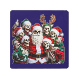 Skeleton Santa Christmas Group Photo – Festive 3D  メタルプリント