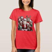 Skeleton Santa Christmas Group Photo – Festive 3D  Tシャツ (正面)