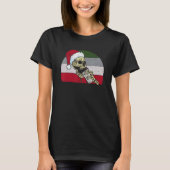 Skeleton Santa Claus Hat Drinking Coffee  Christma Tシャツ (正面)