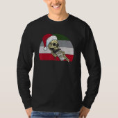 Skeleton Santa Claus Hat Drinking Coffee  Christma Tシャツ (正面)