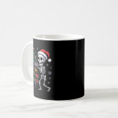 Skeleton Santa Hat Christmas Tree Creepy Cute Xmas コーヒーマグカップ (正面左)