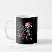 Skeleton Santa Hat Christmas Tree Creepy Cute Xmas コーヒーマグカップ (左)