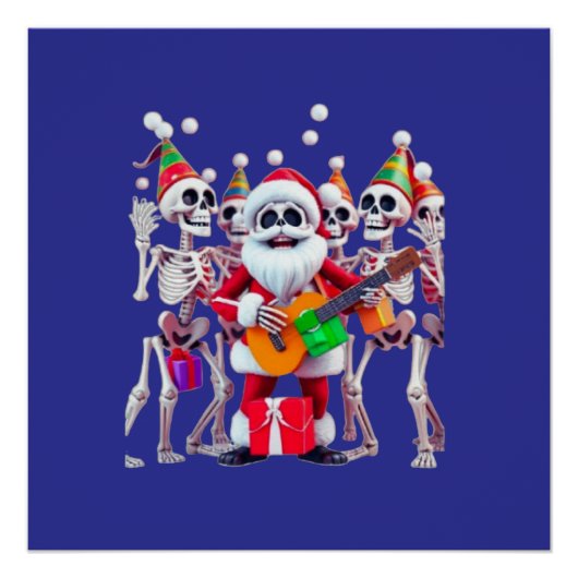 **Skeleton Santa Party – Funny 3D Christmas Skelet ポスター (正面)