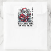 Skeleton Santa Playing Guitar Christmas スクエアシール (バッグ)