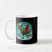 Skeleton Santa Riding T Rex Dinosaur Funny Christm コーヒーマグカップ (左)