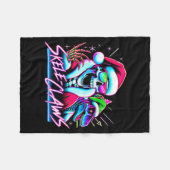 Skeleton Santa Riding T Rex Dinosaur Funny Christm フリースブランケット (正面(横))