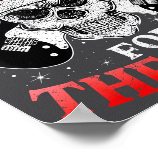 Skeleton Santa Rocker Inappropriate Funny Guitar G ポスター (角)