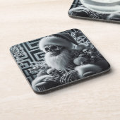 Skeleton Santa Skull | Dark Gothic Christmas コースター (左側)