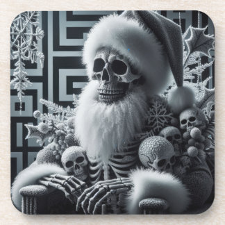 Skeleton Santa Skull | Dark Gothic Christmas コースター