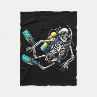 Skeleton Scu Diving Halloween Skeleton Scu Diver  フリースブランケット