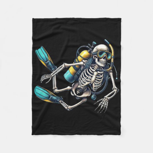 Skeleton Scu Diving Halloween Skeleton Scu Diver  フリースブランケット (正面)