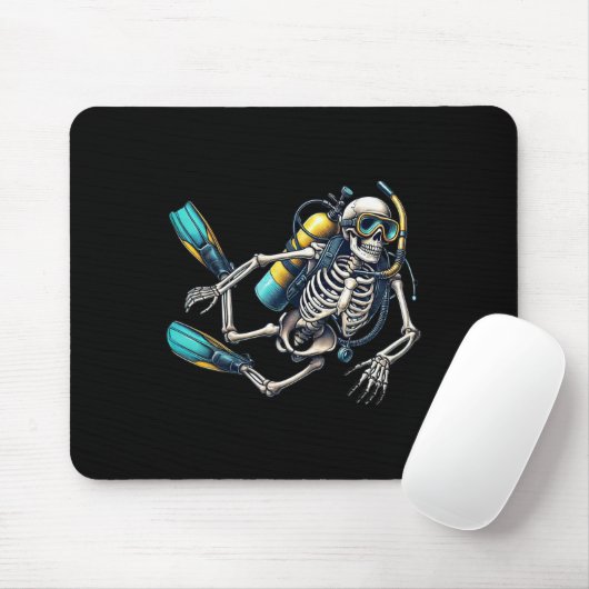 Skeleton Scu Diving Halloween Skeleton Scu Diver マウスパッド (マウス)