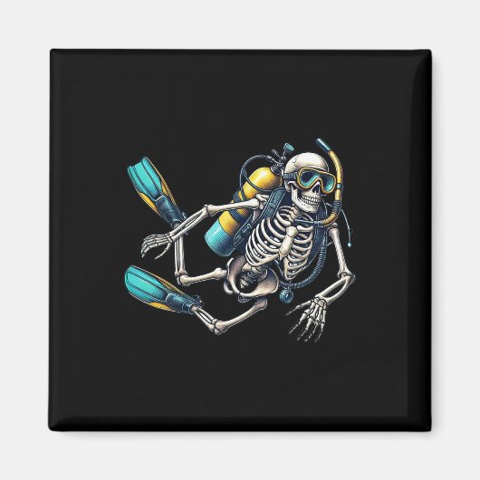 Skeleton Scu Diving Halloween Skeleton Scu Diver  マグネット (正面)