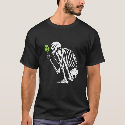Skeleton Shamrock St Patricks Day C Leprechaun Hat Tシャツ (正面)