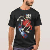 Skeleton Skateboarder Skater Skateboard Tシャツ (正面)