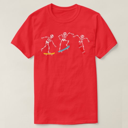 Skeleton Skateboarding Pumpkin Jackolantern Hallow Tシャツ (デザイン正面)