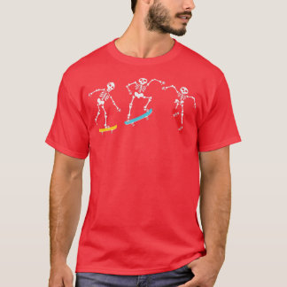 Skeleton Skateboarding Pumpkin Jackolantern Hallow Tシャツ