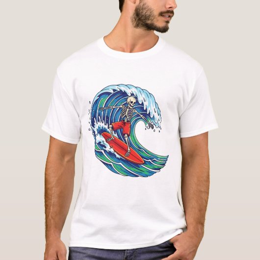 Skeleton Skating T-Shirt – Funny Skateboarding Ske Tシャツ (正面)