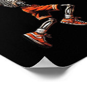 Skeleton Sketll Player Dunking Hoop Halloween Vint ポスター (角)