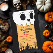Skeleton Skull Graveyard Black Gothic Halloween 招待状