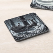 Skeleton Sleigh Christmas, Gothic Holiday Skeleton コースター (左側)