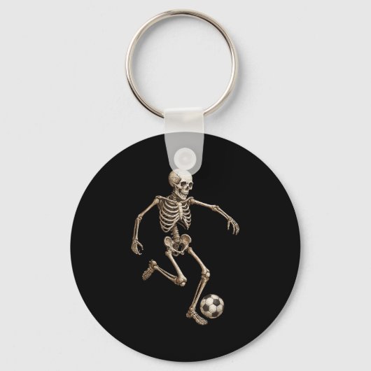 Skeleton Soccer Retro Halloween Costume Funny Men  キーホルダー (正面)