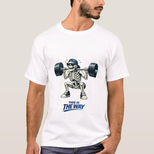 Skeleton Squat Funny Fitness Motivation Design Tシャツ (正面)