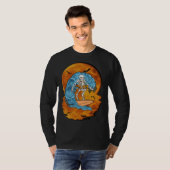 Skeleton Surfing Halloween Surfer Tシャツ (正面フル)