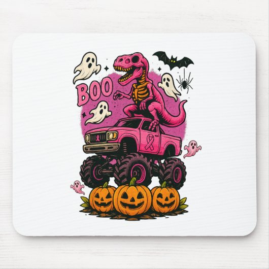 Skeleton T Rex Dinosaur Monster Truck Pumpkin Brea マウスパッド (正面)