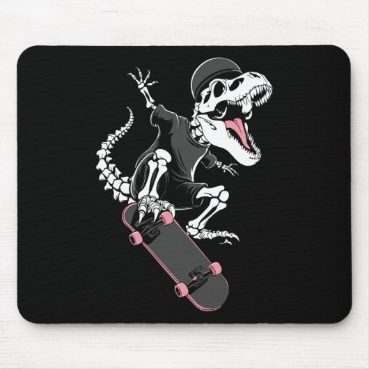 Skeleton T-rex Skateboarder - Vintage Dinosaur Ska マウスパッド (正面)