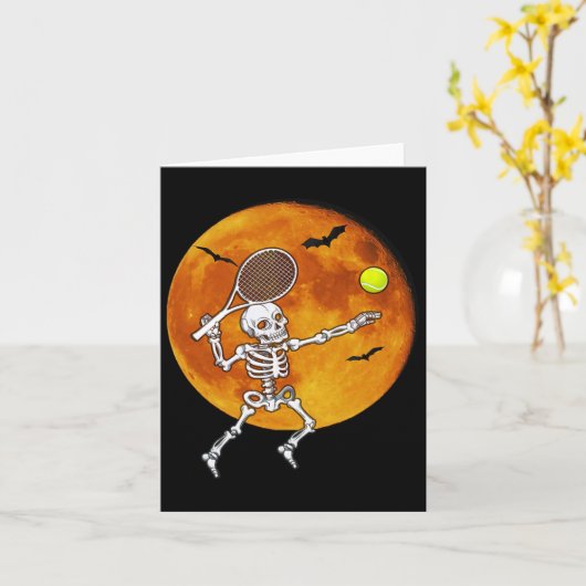 Skeleton Tennis Halloween Racket Ll  カード (黄色い花)