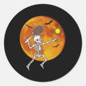 Skeleton Tennis Halloween Racket Ll  ラウンドシール (正面)