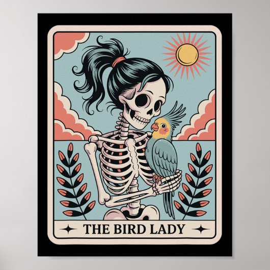 Skeleton The Bird Lady Tarot Card Skeleton Hallowe ポスター (正面)
