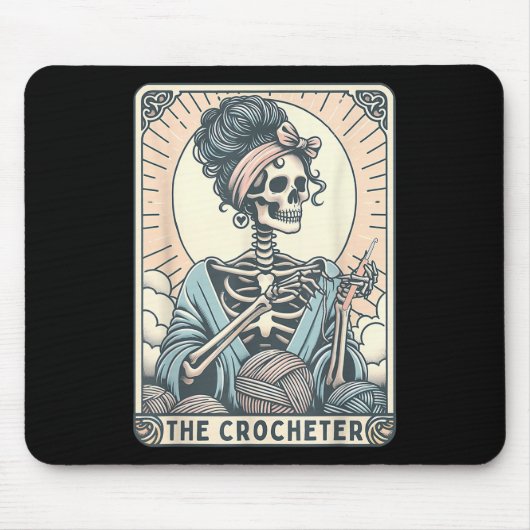 Skeleton The Crocheter Mom Tarot Card Knitter Croc マウスパッド (正面)