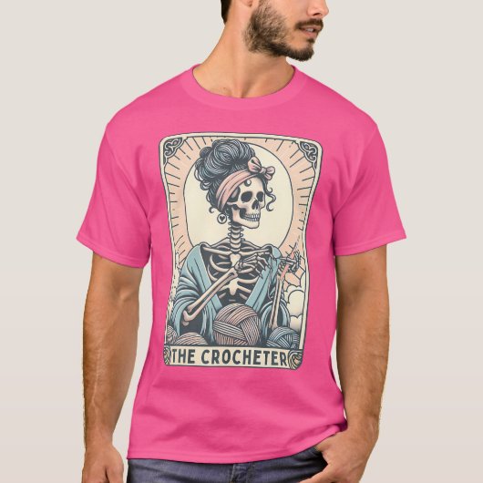 Skeleton The Crocheter Mom Tarot Card Knitter Croc Tシャツ (正面)
